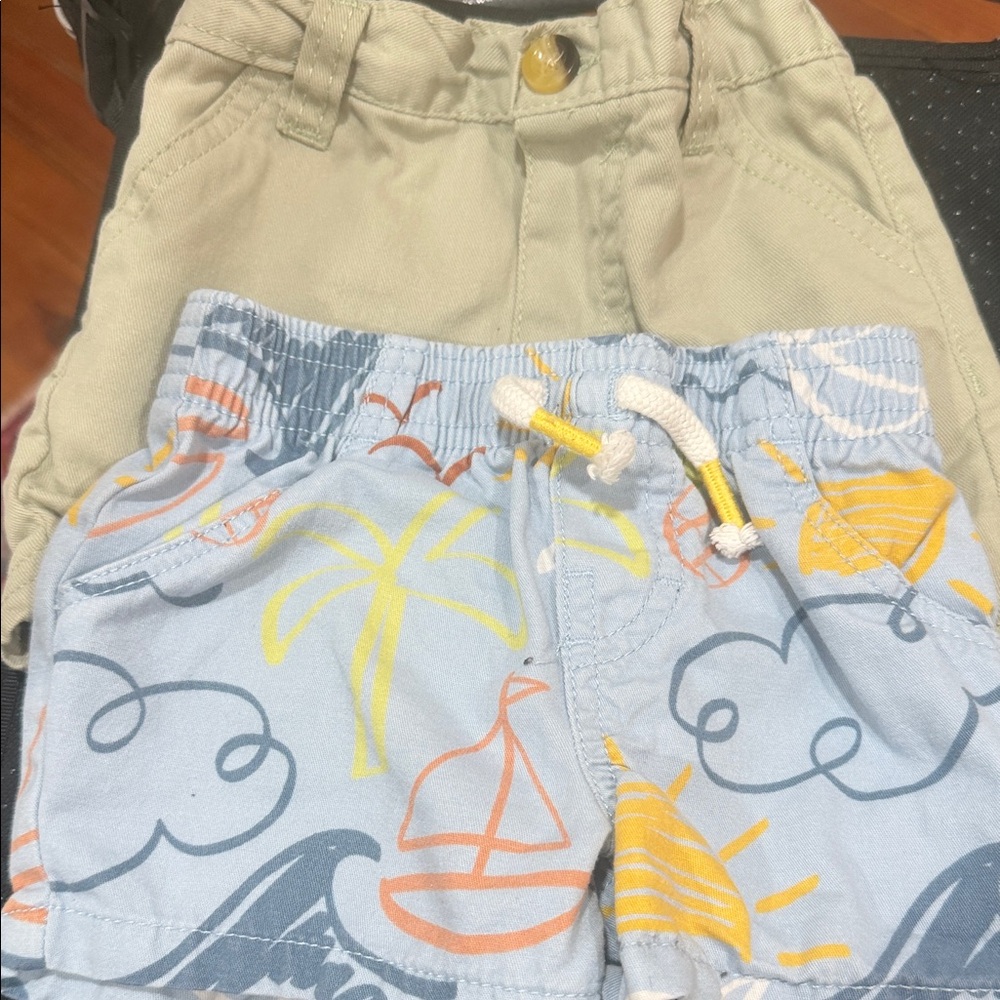 Kids Nautical Print Blue and Beige Shorts